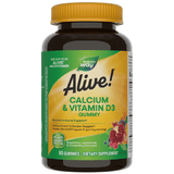 Alive! Calcium + D3 Gummies 60 jeleuri Secom, NATURE'S WAY
